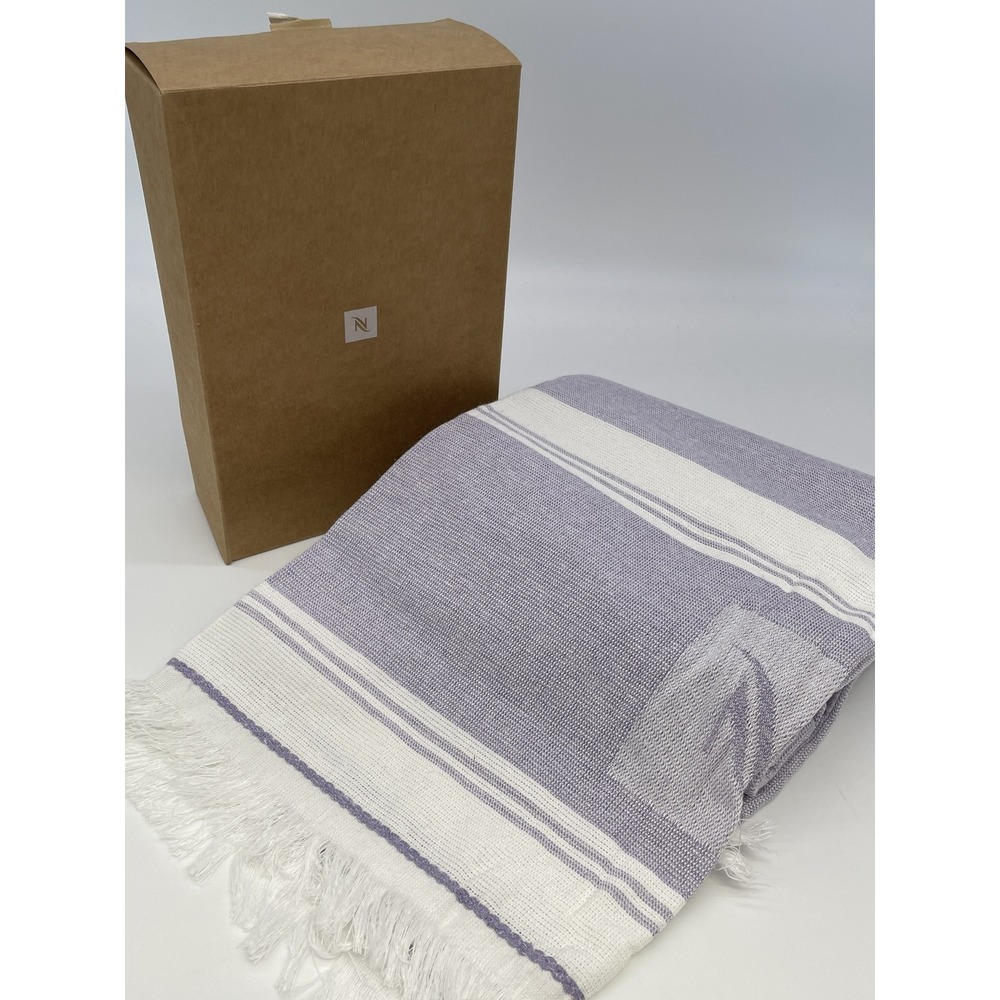 Nespresso Upcycled Beach Towel Lavender White Recycled Cotton Limited Edition